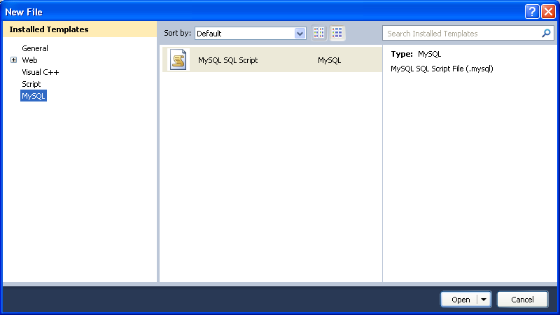 MySQL SQL Editor - New File