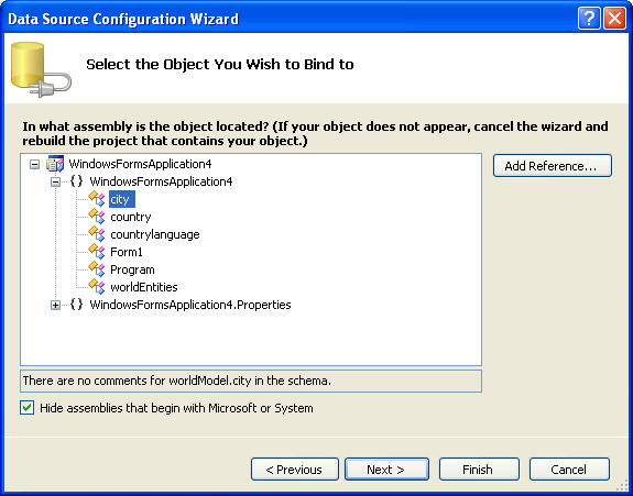 Entity Data Source Configuration Wizard
              Screen 2