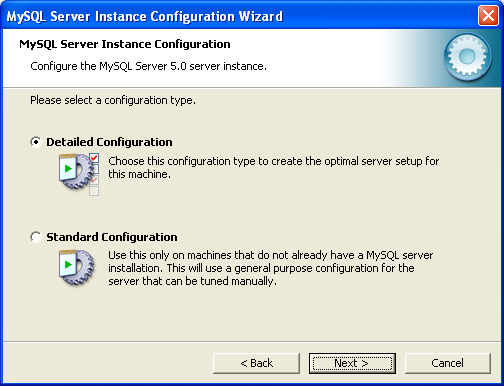 MySQL Server Instance Configuration Wizard:
          Configuration Type