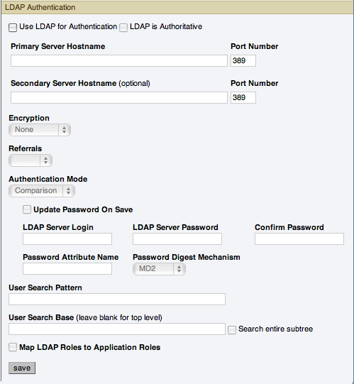 MySQL Enterprise Dashboard Settings: LDAP
              Authentication