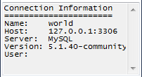SQL Editor - Connection Information
              Palette